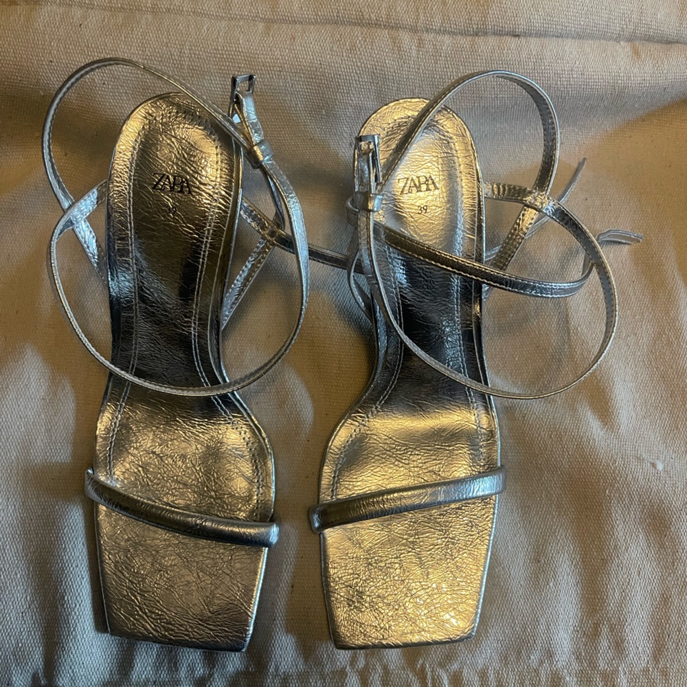 - Zara Metallic Silver Sandal